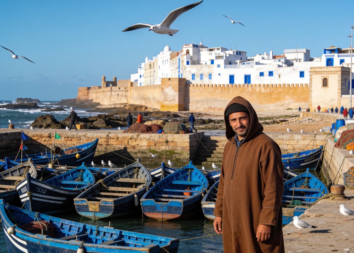Whitewashed ramparts above the Atlantic in Essaouira